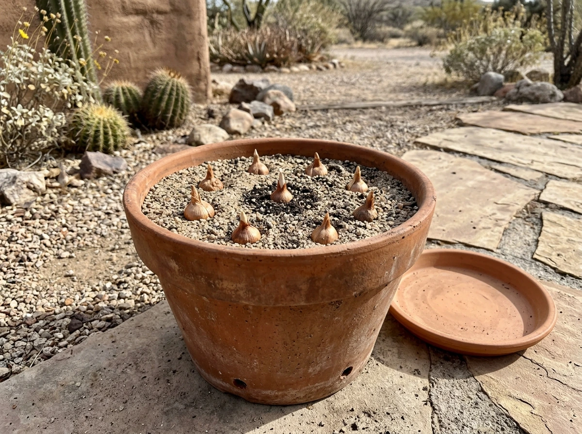 Container setup for low-desert growers with drainage holes and fast-draining mix