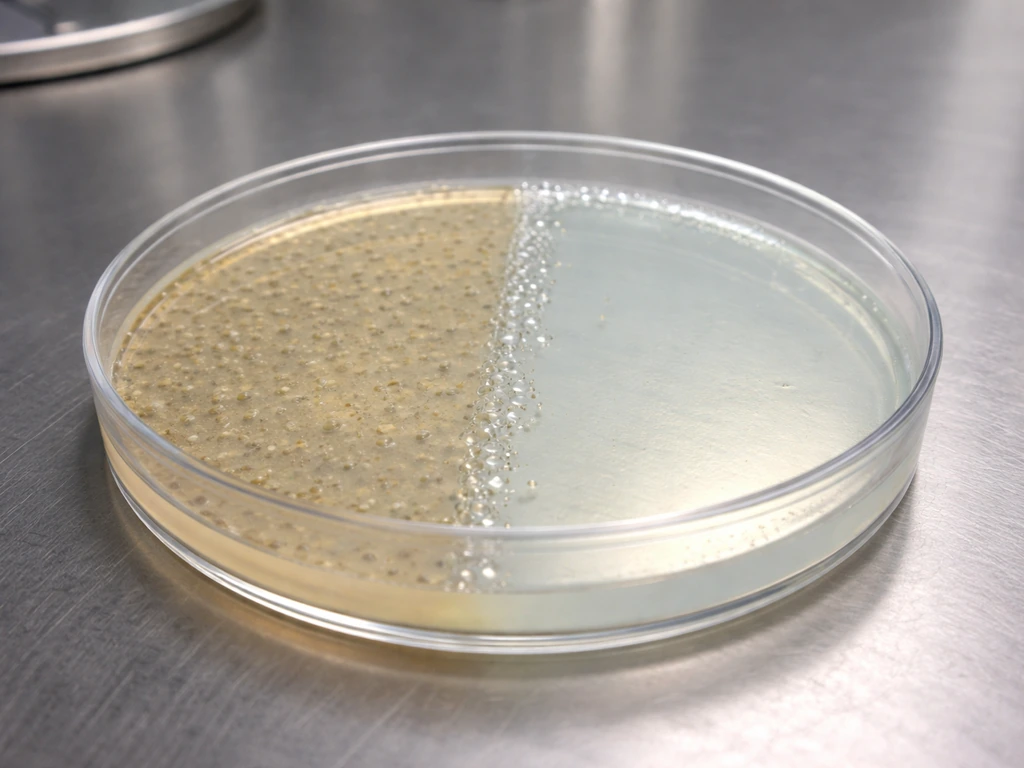 Lab Petri dish showing suppressed bacterial growth near an oxygen-exposed boundary.