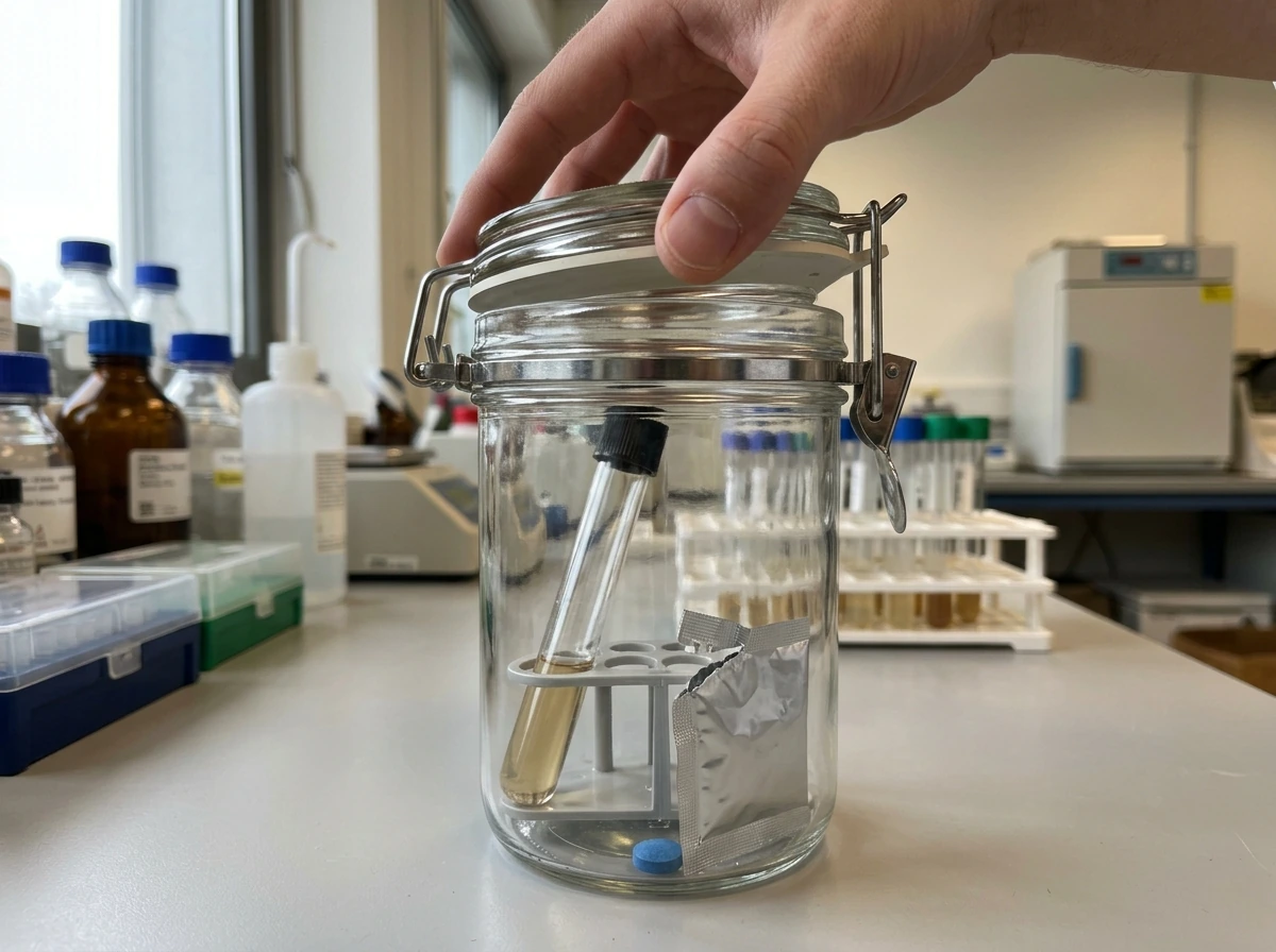 Sealing a jar setup to create low-oxygen conditions for microaerophiles