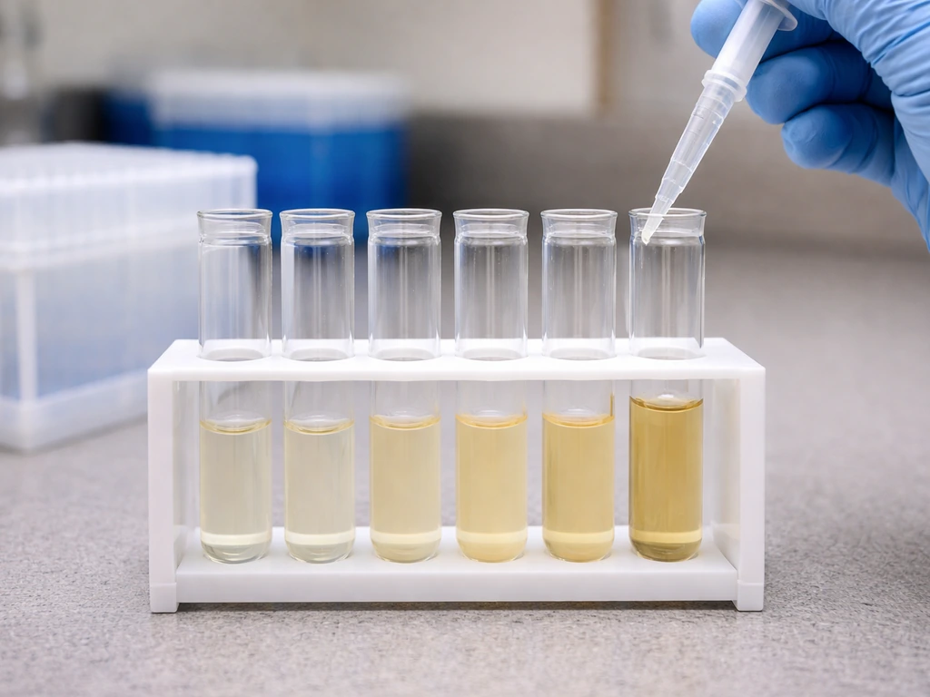 Gloved hand pipetting inoculum into sterile culture tubes with differing liquid concentrations and volumes.