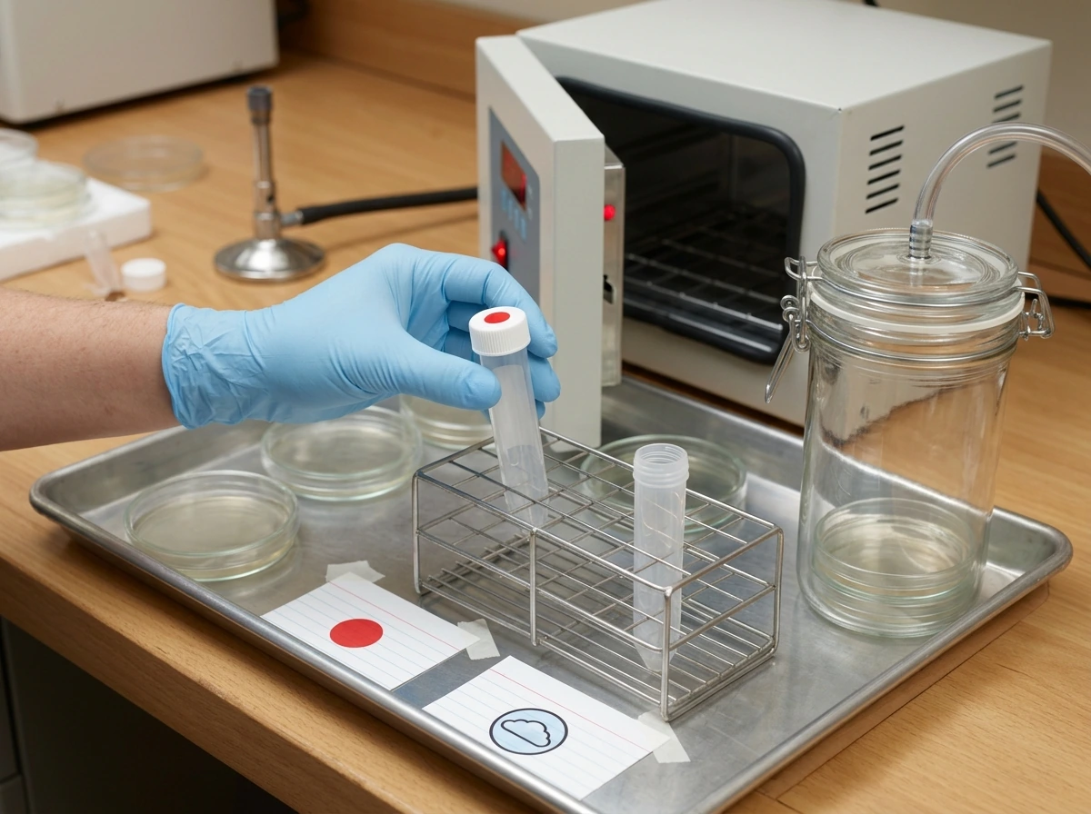 Selecting oxygen requirement conditions using two unlabeled incubation setups