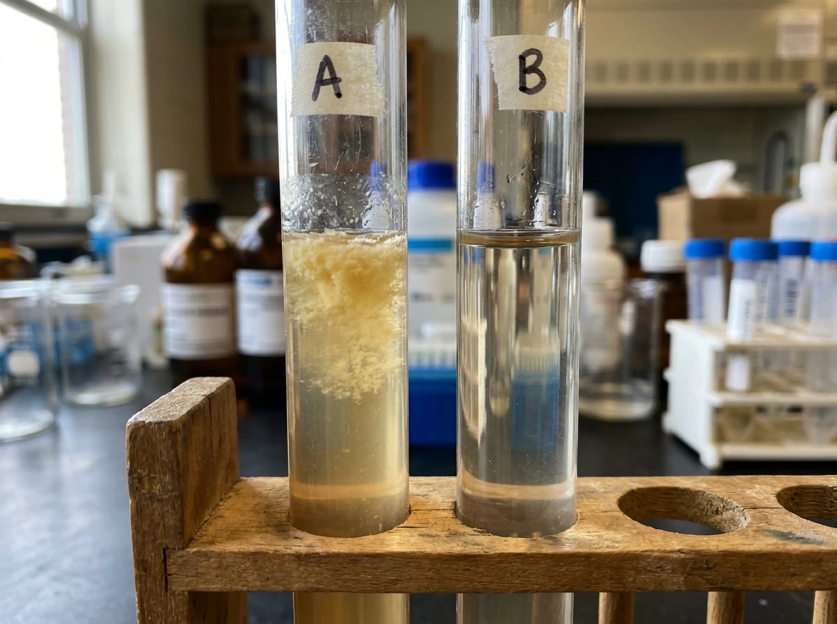 Side-by-side culture tubes showing different growth where oxygen is present vs absent.