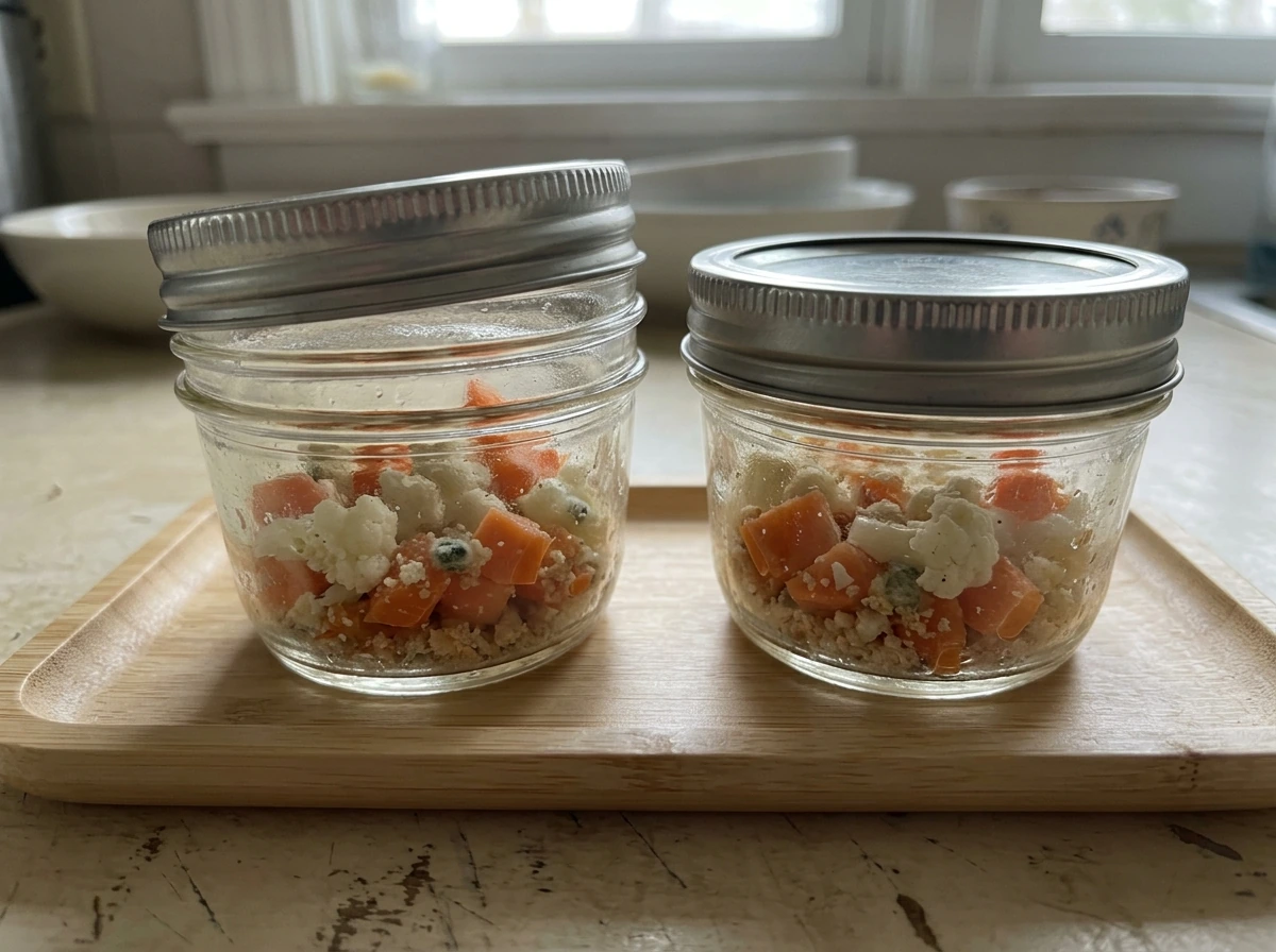 Oxygen requirements: food split into oxygen-rich and oxygen-poor jars