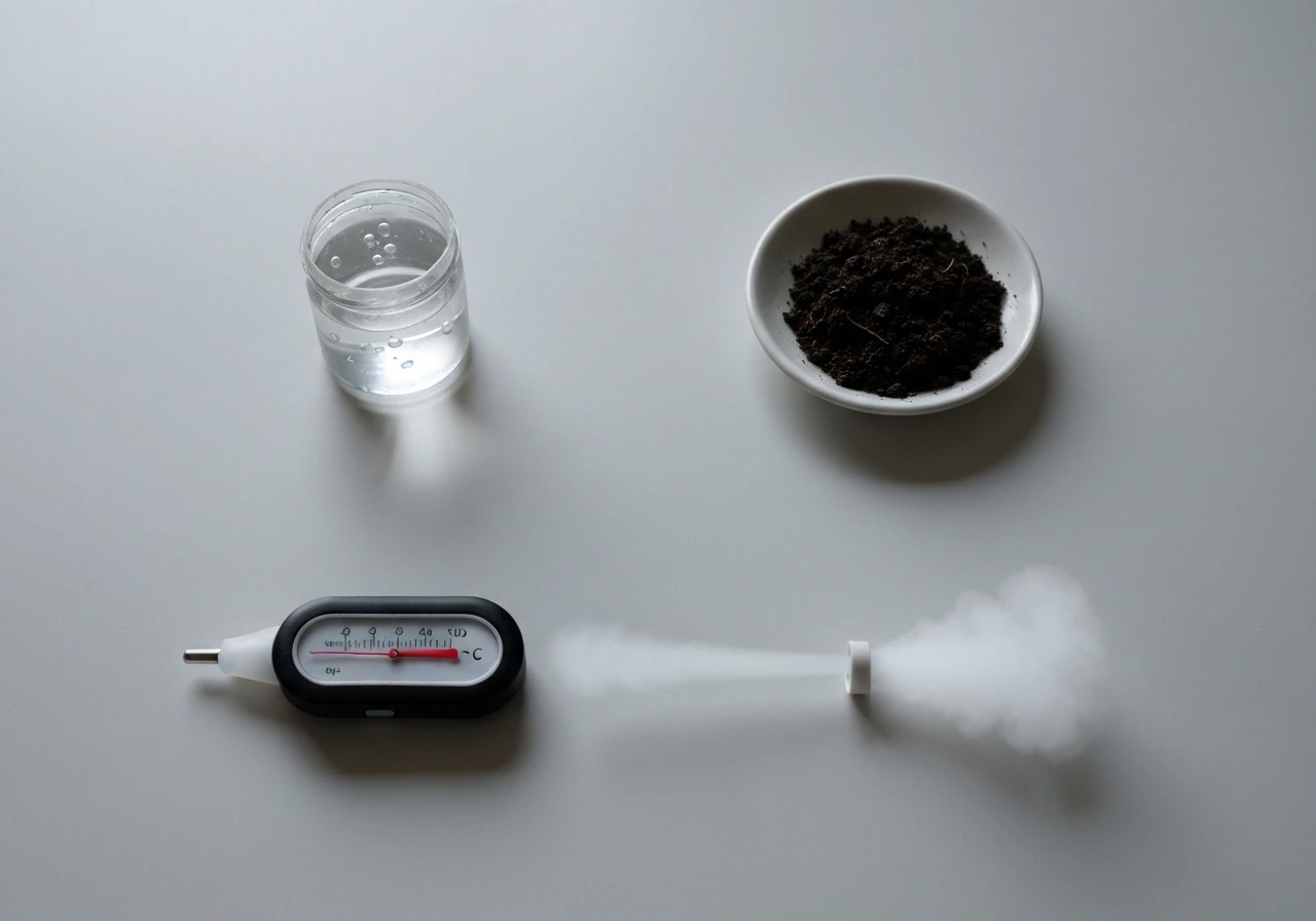 Minimal photo showing four core mold-growth conditions represented by simple elements in one frame.
