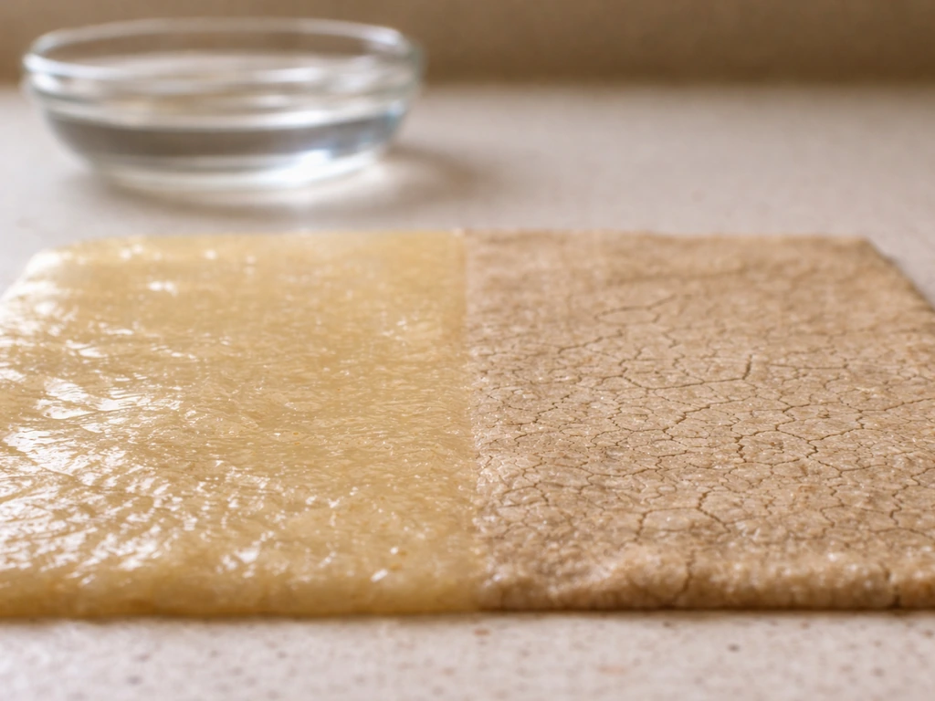 Close-up of fresh moist versus dried matte food surfaces showing different moisture availability.