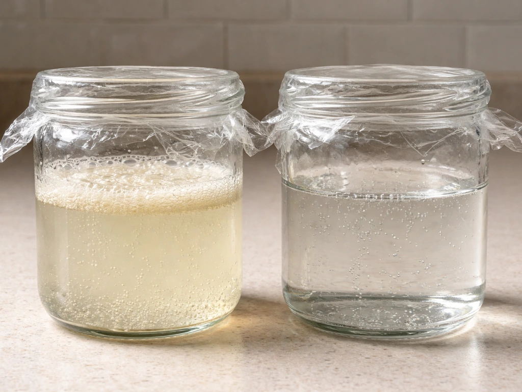 Two clear jars side-by-side: yeast in sugar bubbles more than yeast in plain water.