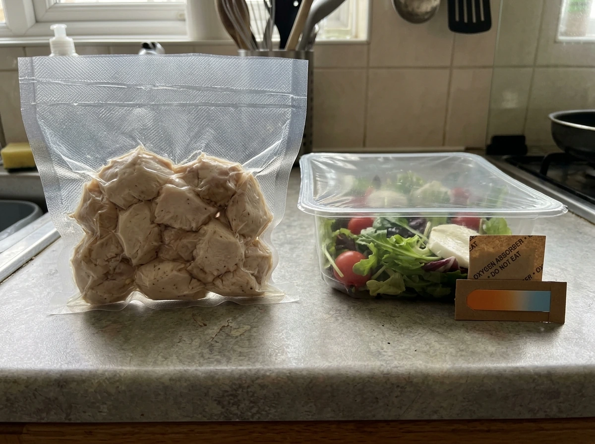 Food package showing oxygen-limiting conditions creating anaerobic danger zones