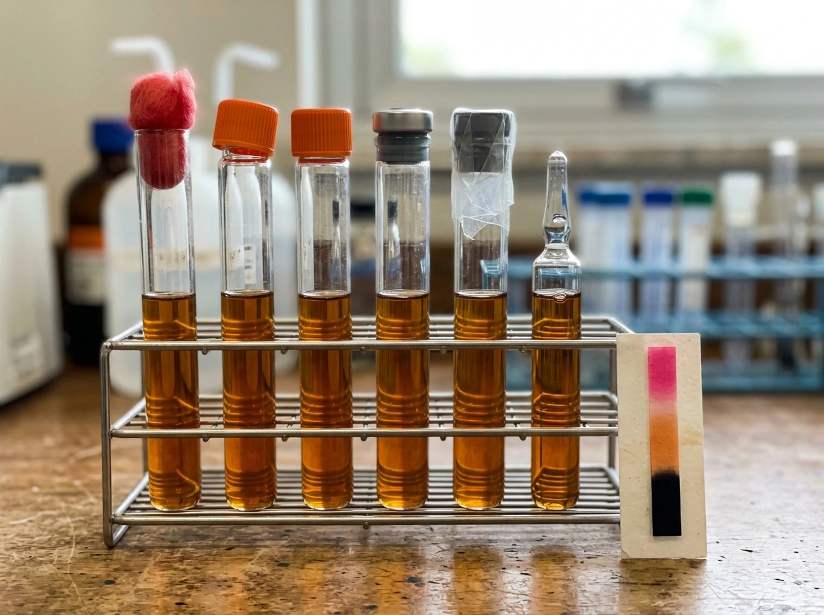 Lab culture tubes showing oxygen availability gradient with anaerobic indicator color change