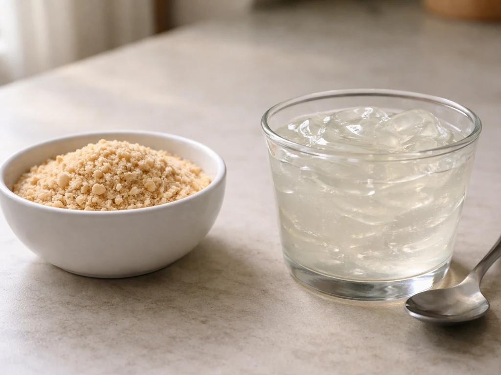 Two contrasting food samples—dry crumbs beside a moist gel—illustrating available free water for microbial growth.