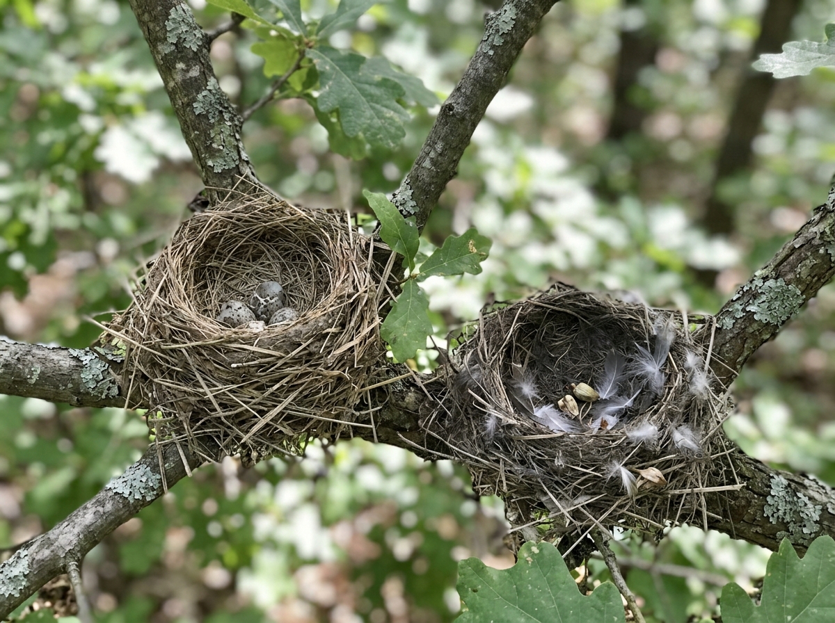 Bird nest across seasons with a time progression cue