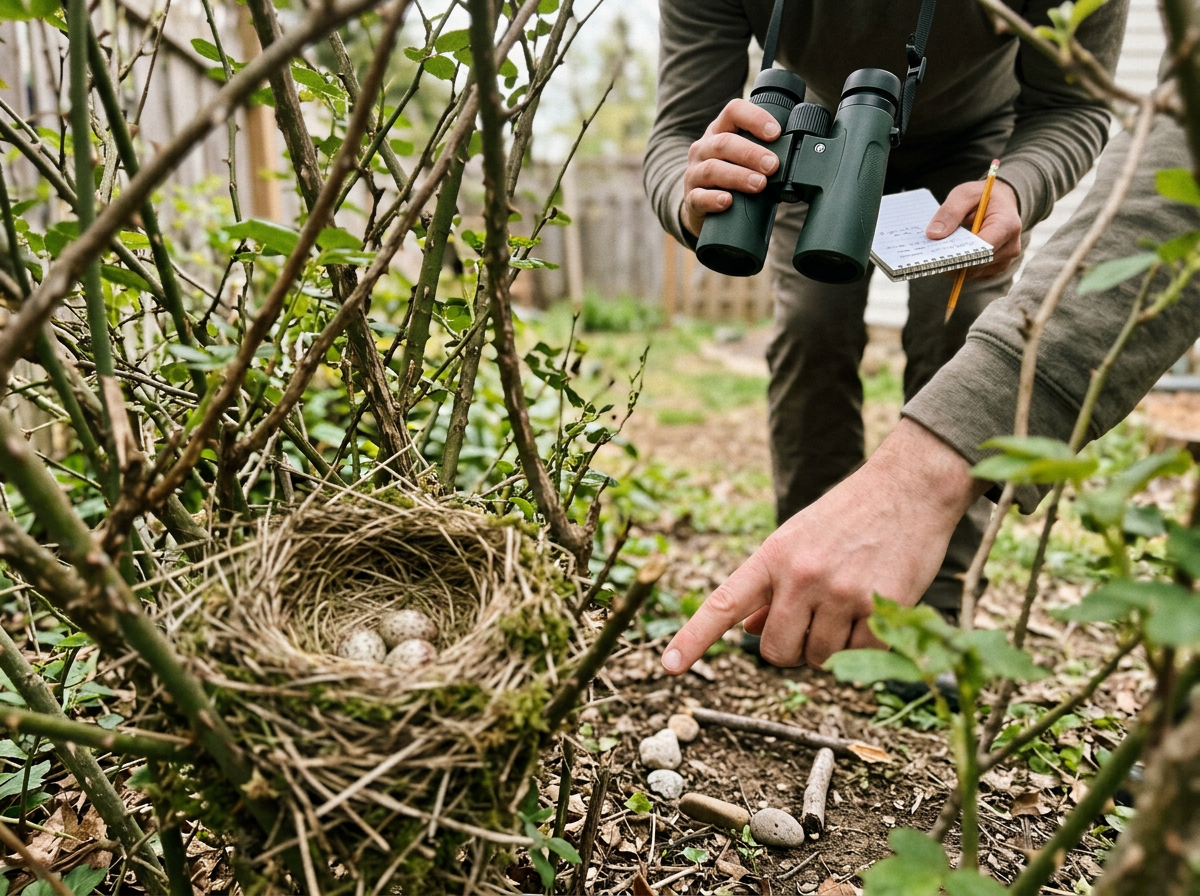 Checking nest activity and immediate danger by viewing eggs/chicks from a safe distance