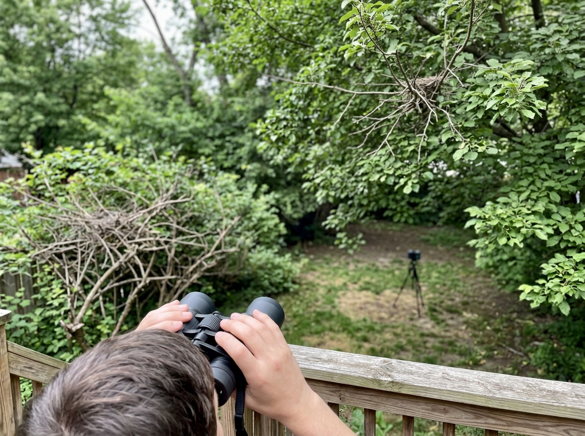 Simple timeline-style monitoring view through binoculars from a distance