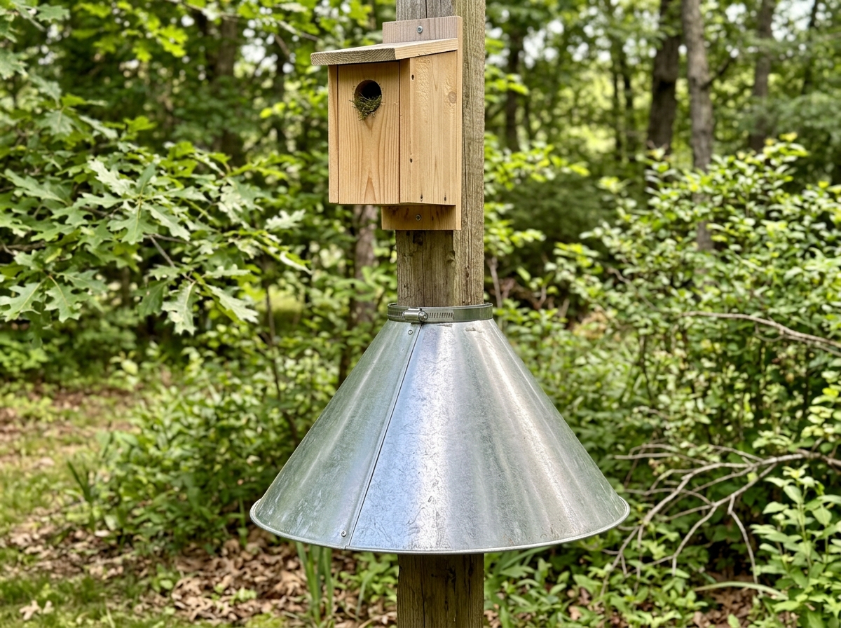Predator guard installed to protect a nest without moving it.