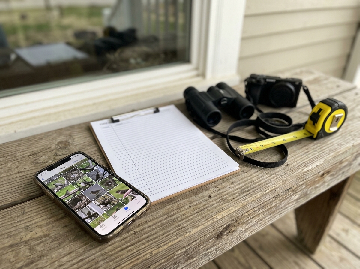 Call preparation: photos and notes prepared for wildlife rehabilitator