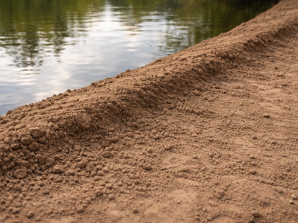 Berge de bassin avec couche de substrat argilo-sableuse sur un sol humide, tenue anti-boue