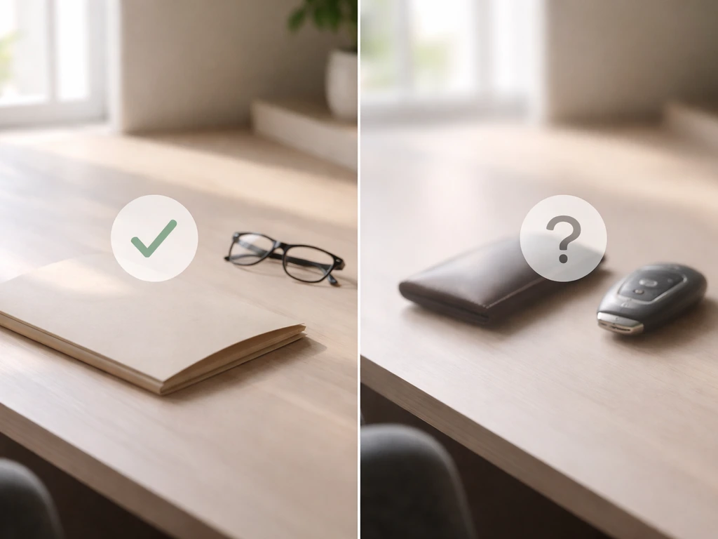 Minimal split-style photo showing a checked lifestyle claim vs a question-mark uncertainty over luxury cues.