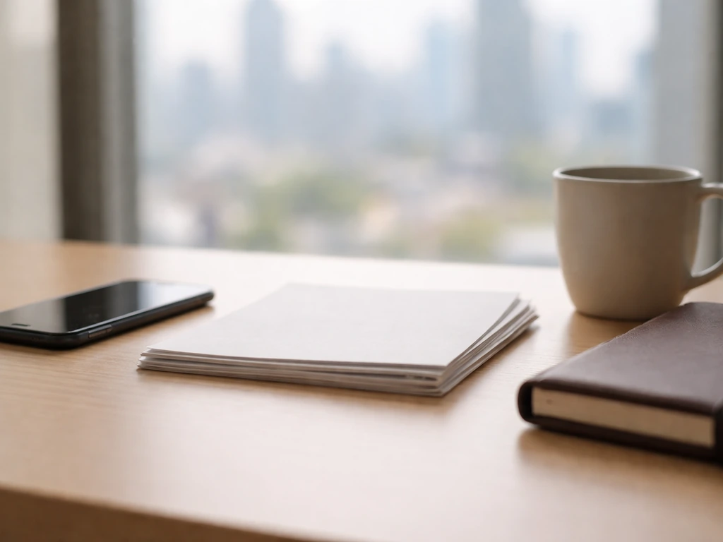 Minimal office desk with scattered documents and a smartphone, suggesting public finance estimate analysis