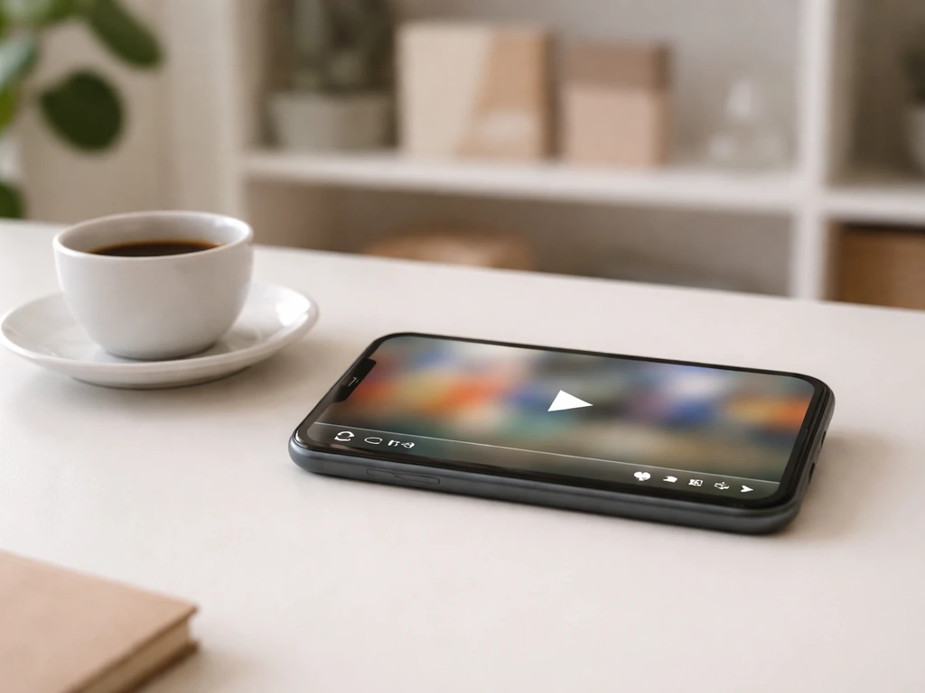Smartphone on a desk with a blurred video screen, suggesting brand partnership sponsorship revenue