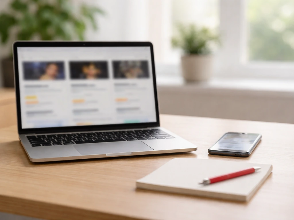 Minimal desk scene with laptop and phone showing blurred finance-style pages to suggest differing estimates.