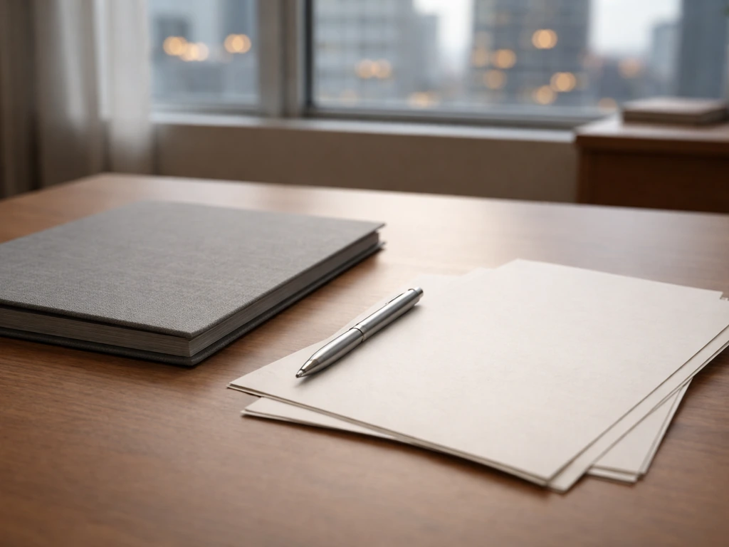 Minimal desk scene with a binder and pen, symbolizing business records and LLC filings
