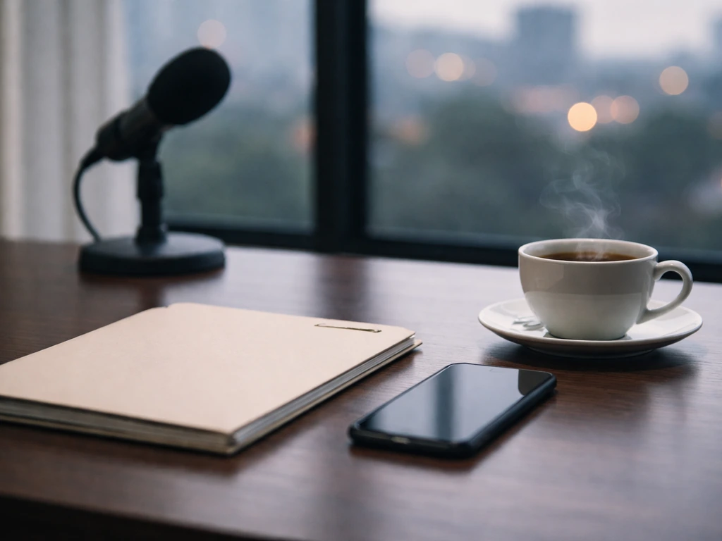Minimal business desk scene with folder and phone suggesting clarifying identity in public-profile research