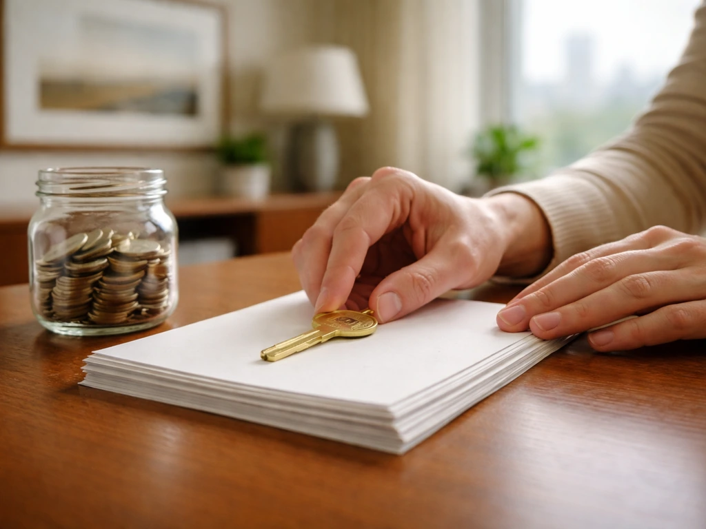 Hands place a key and blank inheritance papers on a desk with coins in a jar, symbolizing wealth sources.