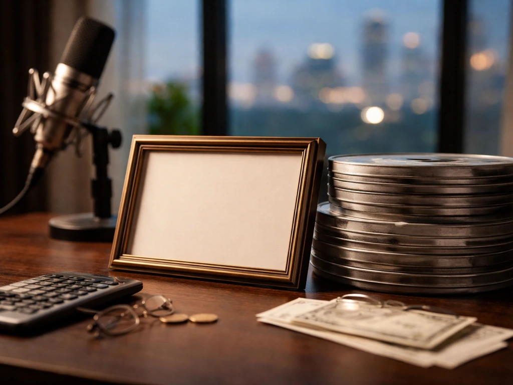 Minimal film industry office scene symbolizing calculating an actress’s estimated net worth