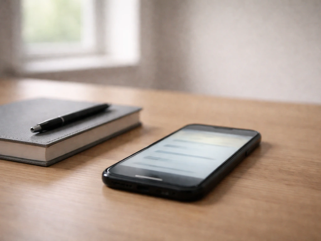 Minimal desk scene with a smartphone and notes representing a net worth estimate quote comparison