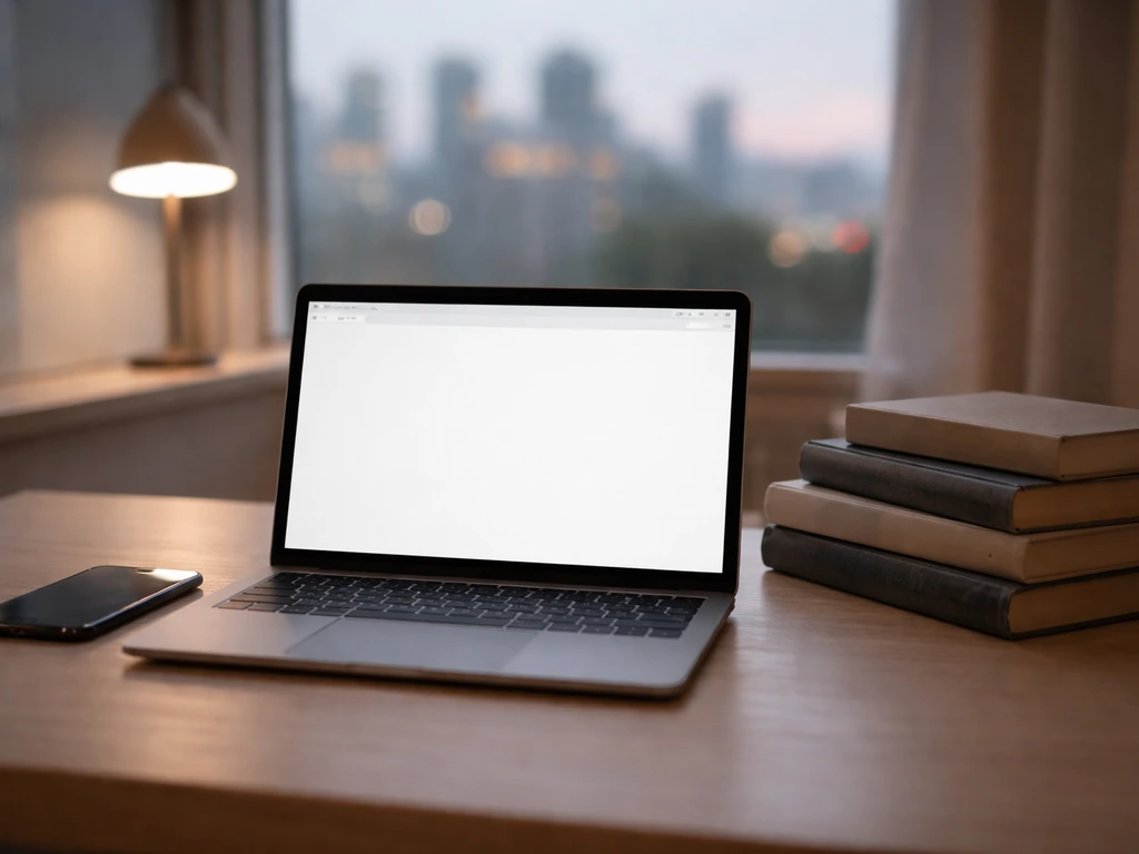 Minimal desk with open laptop and reference books, symbolic of checking verified finance claims.