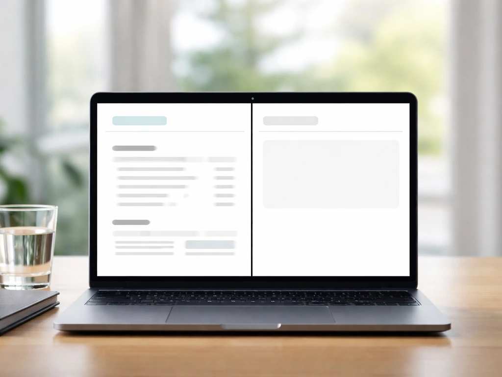 Minimal split-scene showing a trustworthy net-worth claim vs a vague, caveat-free one on a laptop desk.