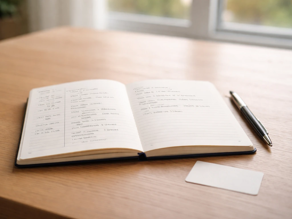 Journal de nuisances ouvert sur une table, avec notes sur l’odeur et des repères horaires écrits à la main.