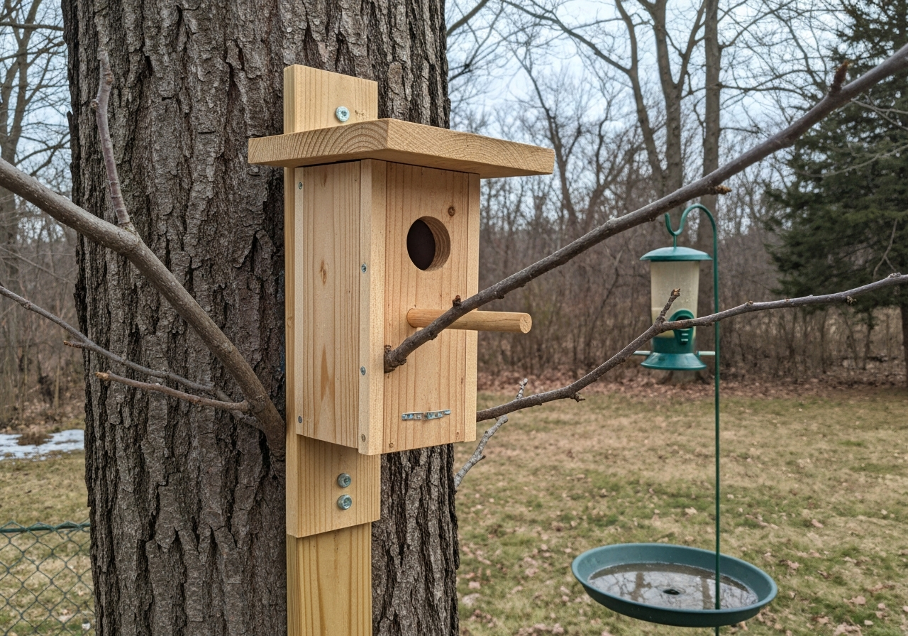 Illustration of best bird house styles and sizes for cold weather