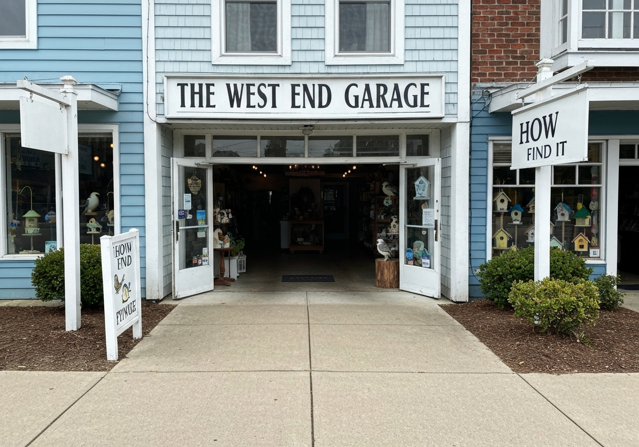 Exterior view of The West End Garage where the Bird House of Cape May is located