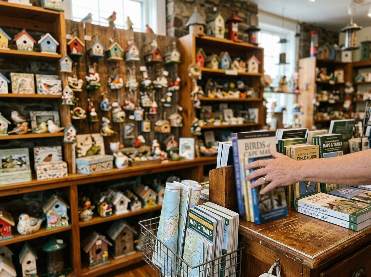 Cape May Point shoreline habitat with birds visible in field of view