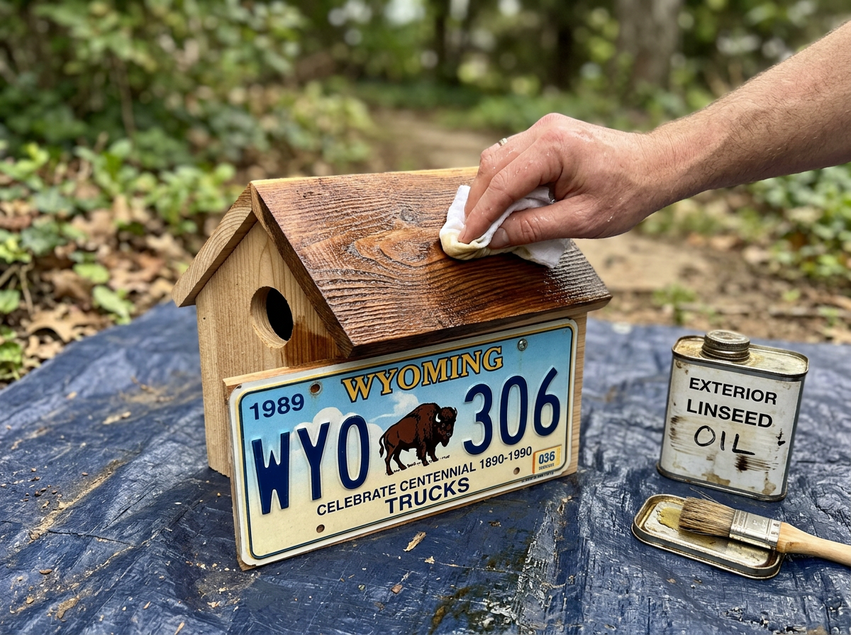 Drilling the entrance hole in cedar using a Forstner bit