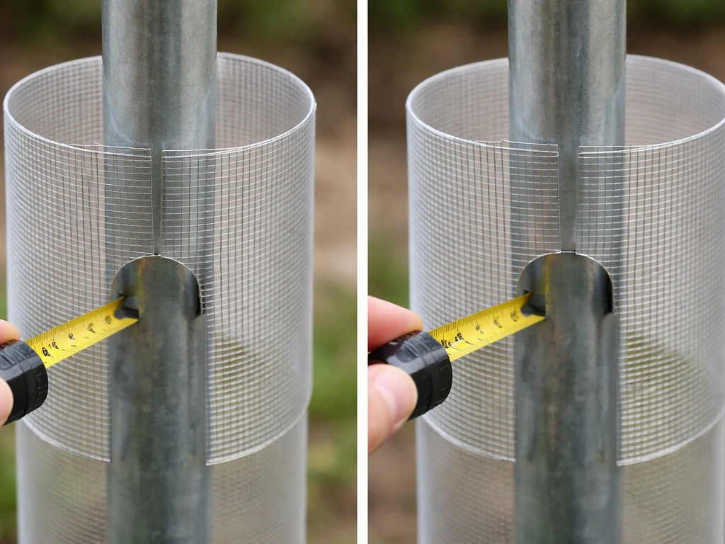 Close-up of correct vs incorrect snake guard fit on a mounting pole, showing gap and wobble risk.