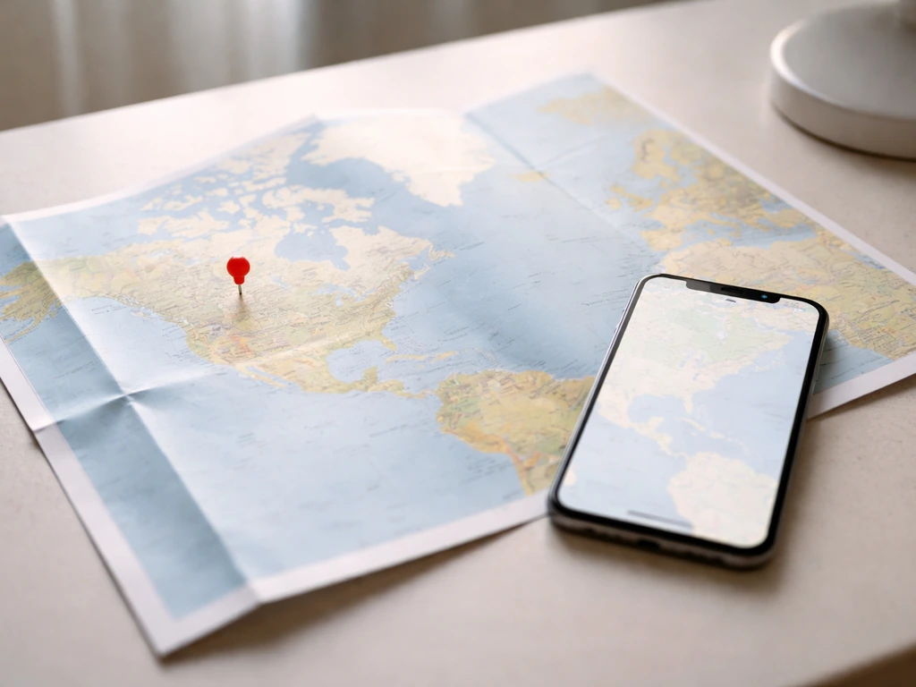 World map on a desk with a smartphone and a red pin near North America for bird flu activity updates
