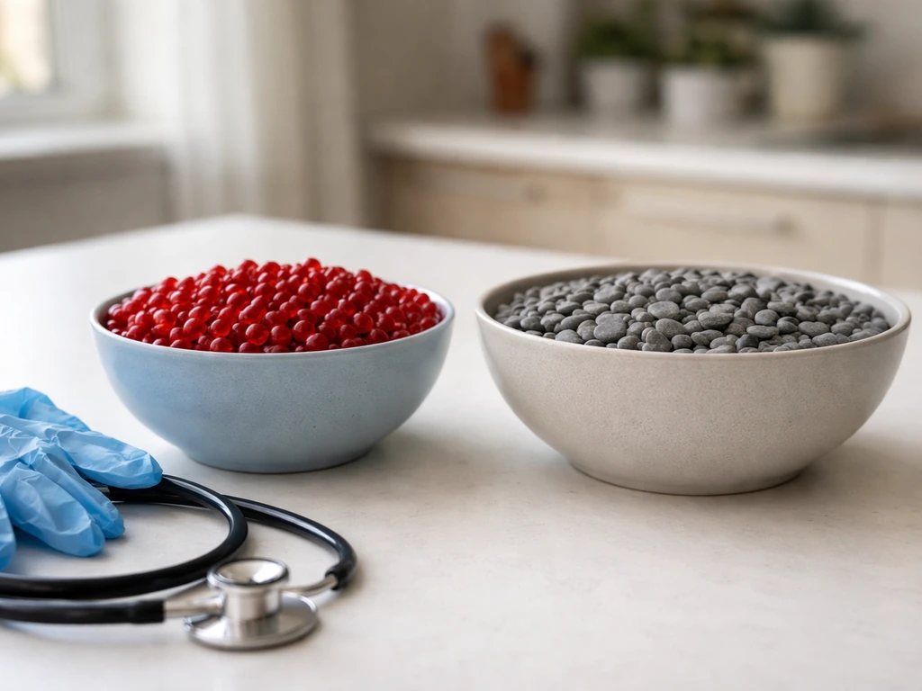 Two bowls with different colored contents side-by-side to symbolize human cases vs poultry detections.