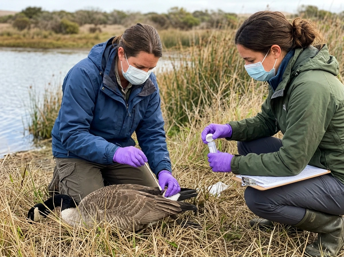 Gloved hand washing with soap and water after backyard bird contact