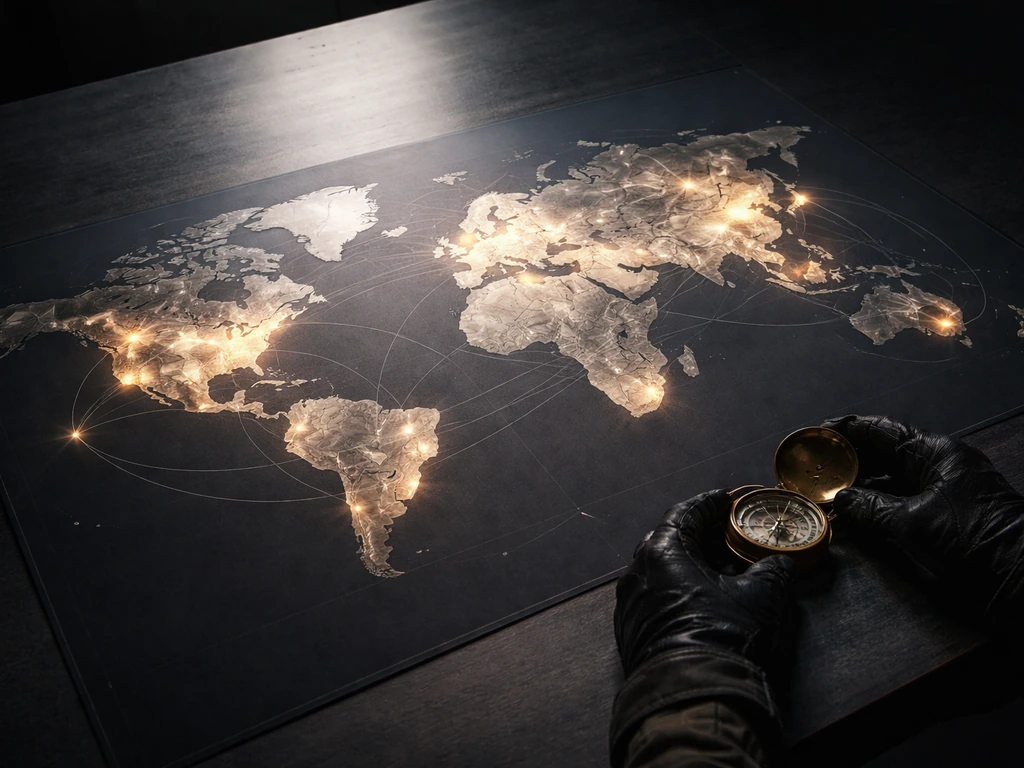 News-style view of a glowing world map highlighting bird flu hotspots along migratory routes on a desk.