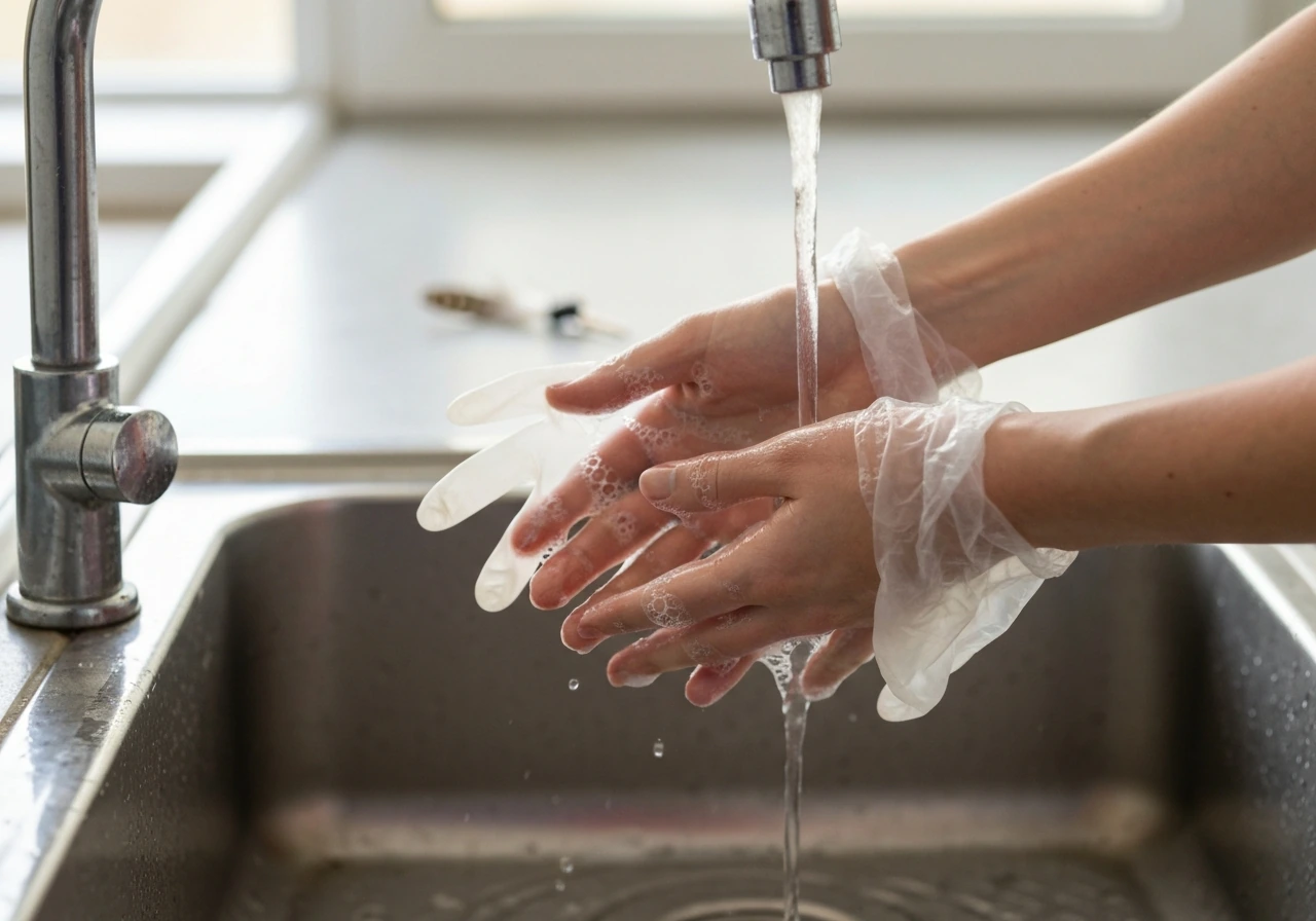 Close-up of avian influenza spread via droppings and contaminated surfaces (biosecurity scene)