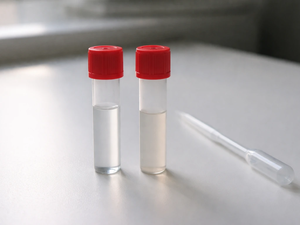 Two unlabeled medical tubes on a white lab bench with a pipette, suggesting comparison of flu types.