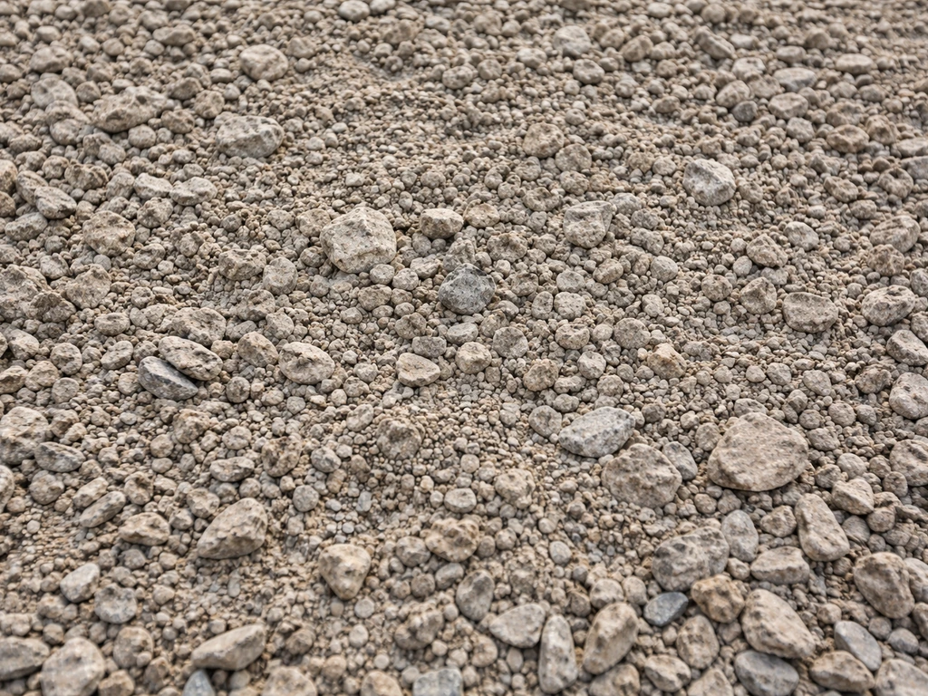 Close-up of angular crusher run aggregate with mixed particle sizes for a patio sub base