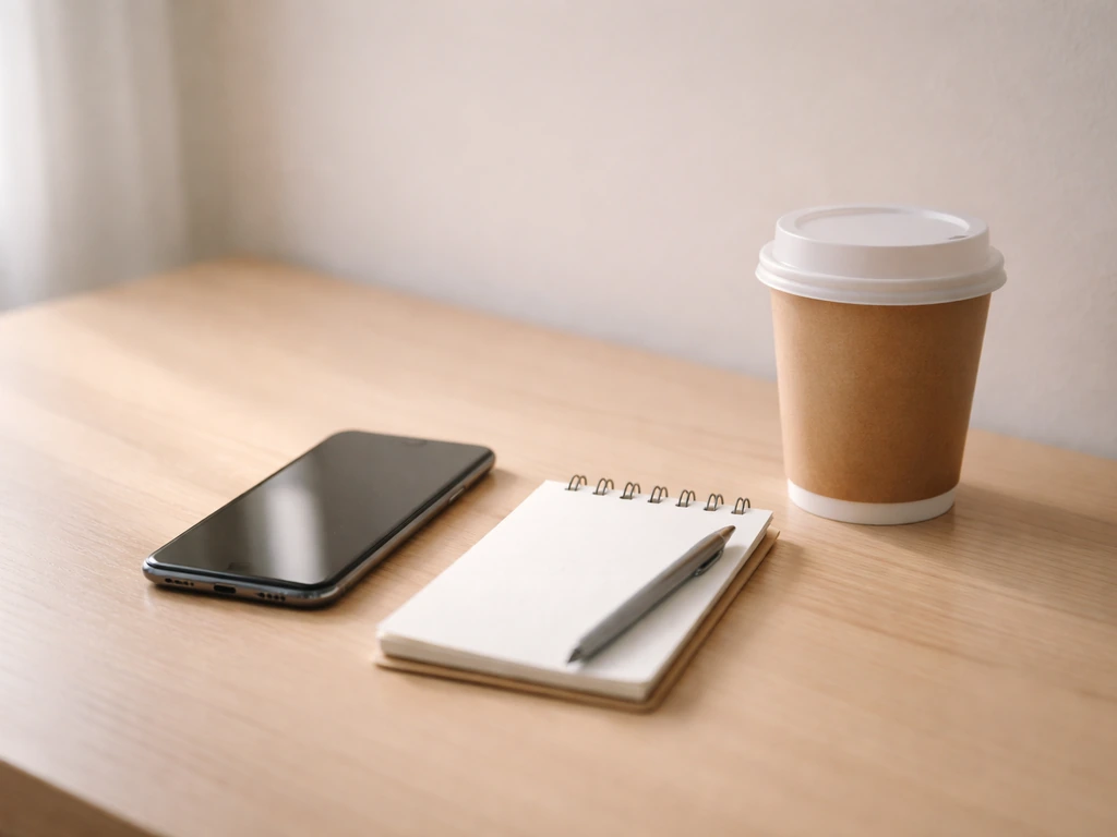 A smartphone and small notepad on a desk, ready for practical message replies.