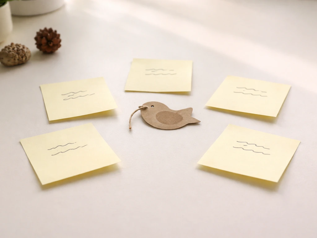 Minimal cluster of small colorful note cards showing drug slang variants around “bird” concept.