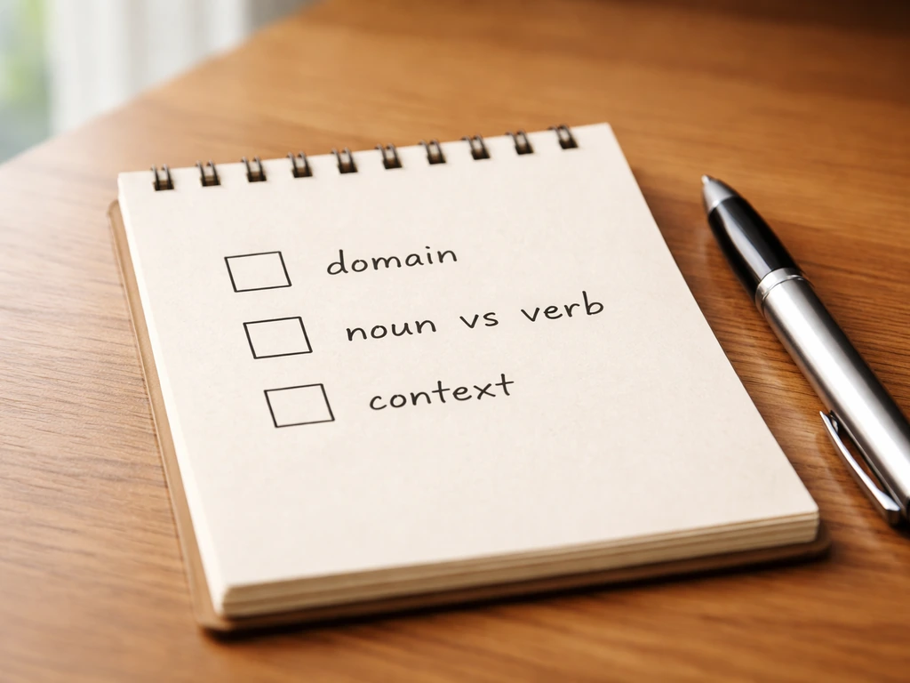 Close-up of a notebook page with three simple checkboxes and handwritten example phrases