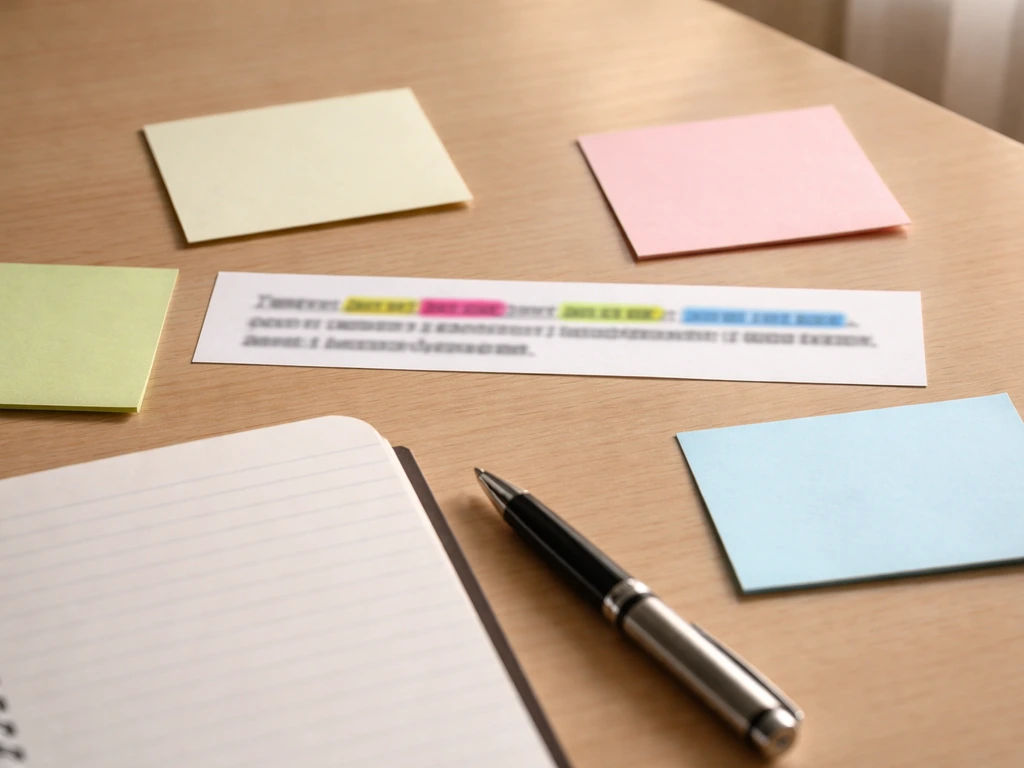 Desk scene with a sentence strip highlighted four ways and sticky-note question prompts for checking “kingpin” meaning.