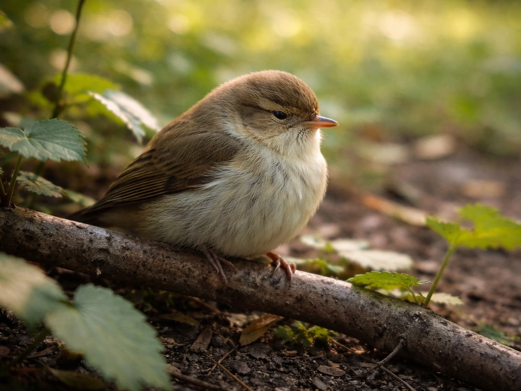 Close-up of a small bird perched on a leafy branch in soft natural light, evoking literal vs symbolic meaning
