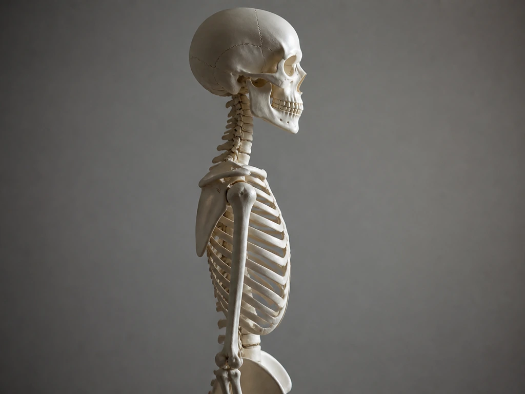 Side silhouette mannequin with a small, bony chest in a clean, minimal studio setting