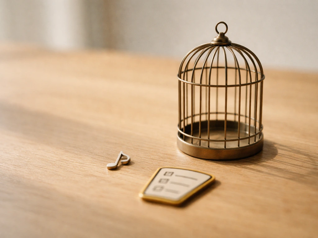 Minimal photo showing a small birdcage, a music-note charm, and a checklist icon to suggest slang meanings